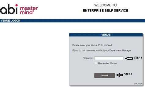 Abi mastermind user manual - ENTERPRISE SELF SERVICE. Please enter your Venue ID to proceed. If you do not have one, contact your Department Manager. 